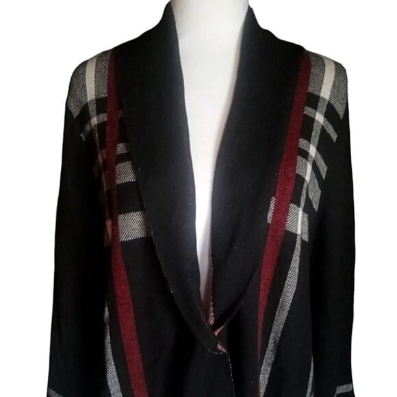 Charter Club Long Line Snap Front Nova Crack Plaid Jacket Cardigan Size Large - Picture 3 of 9